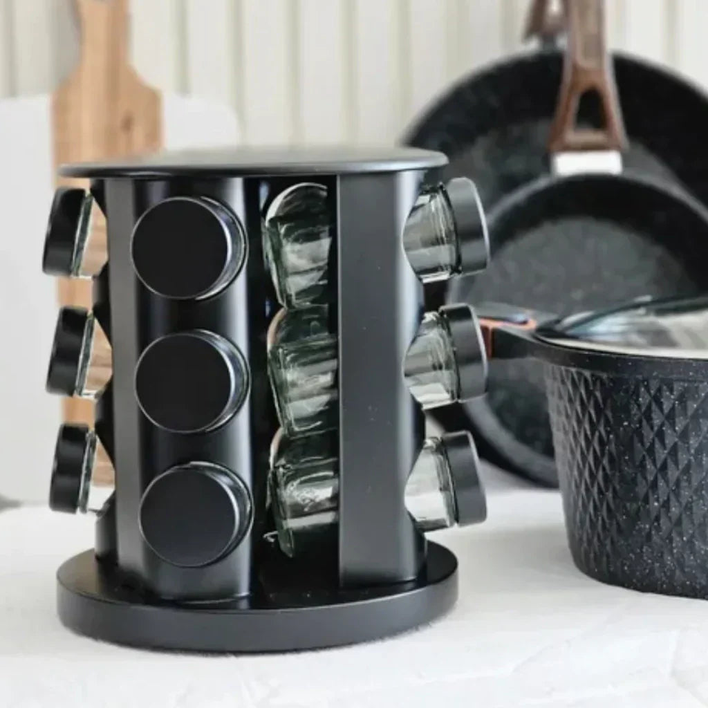 Estante Giratorio para Especias con 12 Frascos | Organización de Cocina
